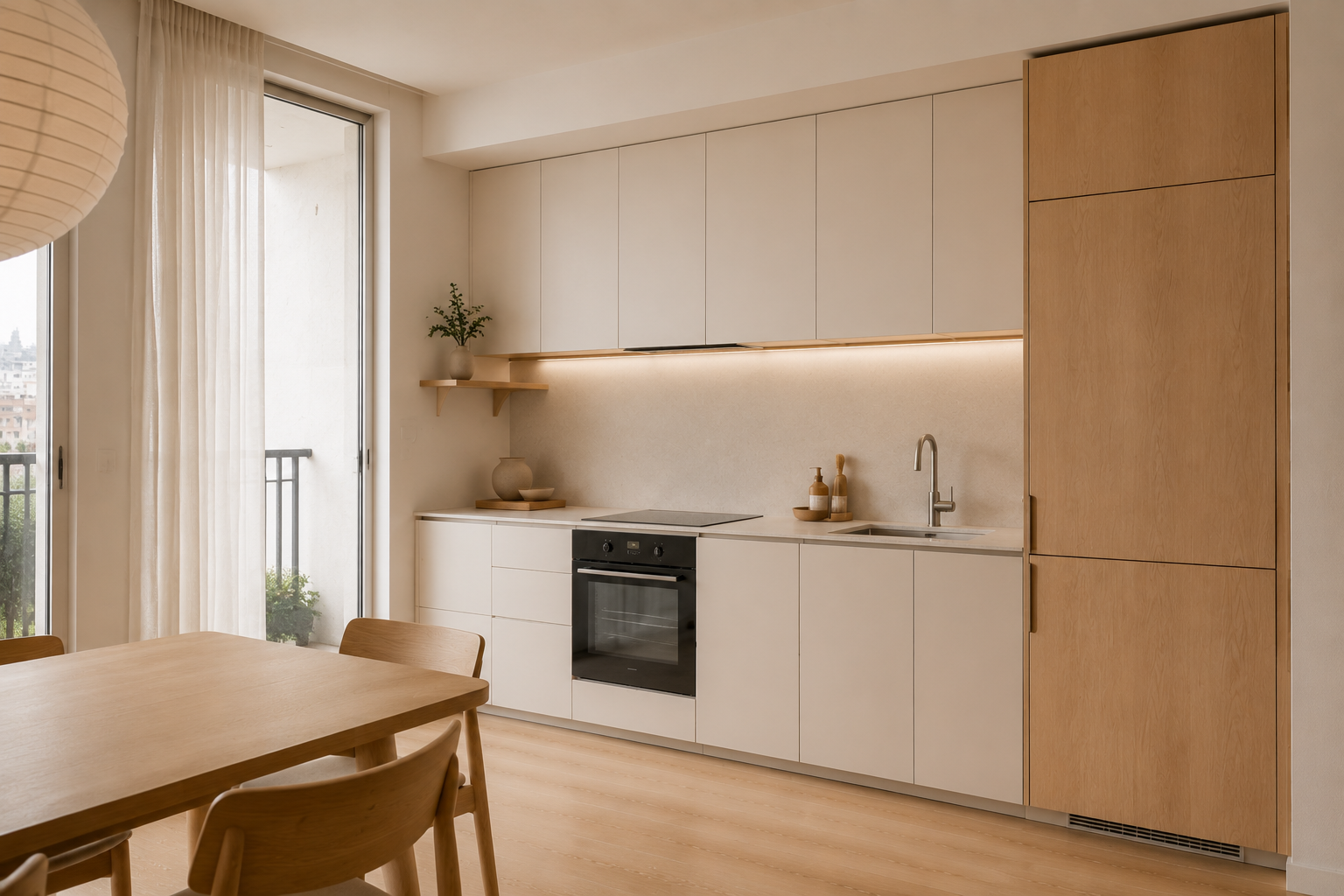 Cocina minimalista del proyecto Apartamento Sereno