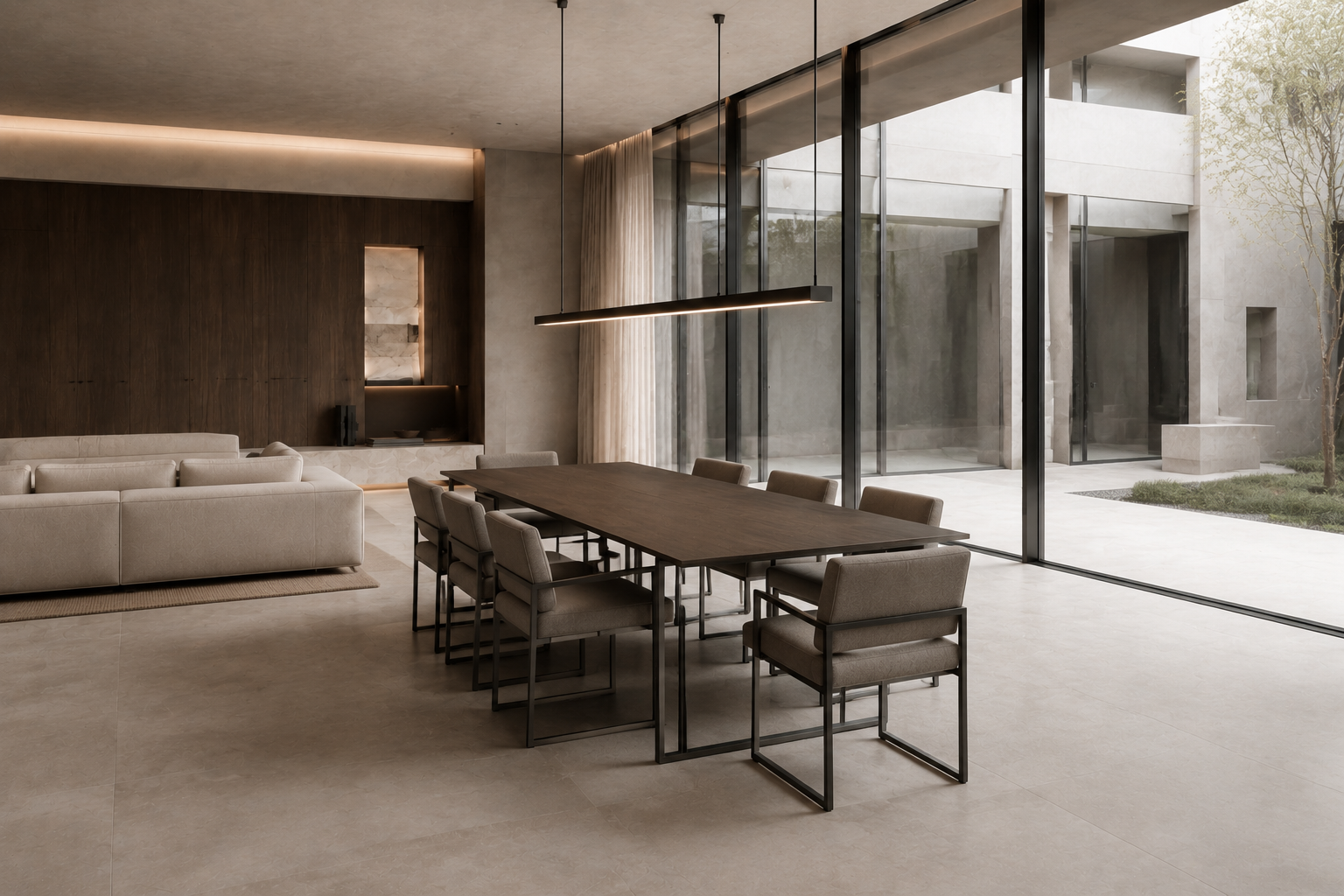 Comedor contemporáneo del proyecto Líneas Limpias