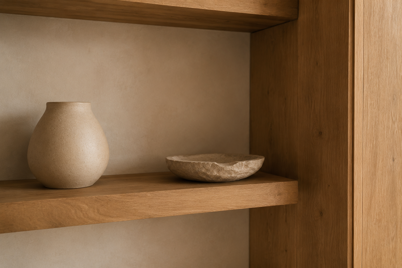 Detalle de madera y cerámica del proyecto Texturas Naturales