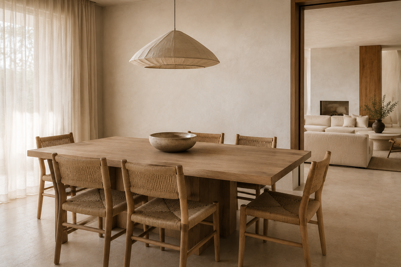 Comedor con fibras naturales del proyecto Texturas Naturales
